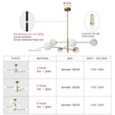 GobekUsa Glass Brass Chandelier: Nordic Modern Pendant Lights for Home, Living Room, Bedroom, Restaurant