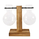 Modern five piece glass bulb vase with wooden stand living room decor