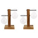 Modern five piece glass bulb vase with wooden stand living room decor