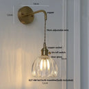 GobekUsa Glass & Copper Green Flower LED Wall Sconce with Pull Chain