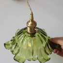 GobekUsa Glass & Copper Green Flower LED Wall Sconce with Pull Chain