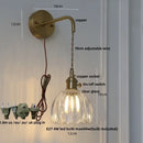 GobekUsa Glass & Copper Green Flower LED Wall Sconce with Pull Chain