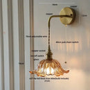 GobekUsa Glass & Copper Green Flower LED Wall Sconce with Pull Chain