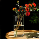 Modern ribbed clear glass flower vase desktop living room planter by Decorbites