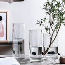Modern ribbed clear glass flower vase desktop living room planter by Decorbites