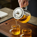Modern clear glass tea jug set with stainless steel lid kitchenware by Decorbites