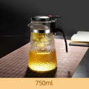 Hammered textured glass tea maker kitchen teapot with black handle by Decorbites