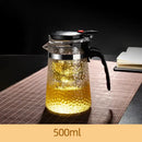 Hammered textured glass tea maker kitchen teapot with black handle by Decorbites