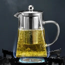 Modern clear glass tea pot with stainless steel filter kitchen set by Decorbites