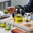 Modern glass tea pot with infuser – kitchen black & silver set by Decorbites