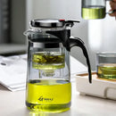 Modern glass tea pot with infuser – kitchen black & silver set by Decorbites