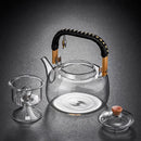 GobekUsa Glass Tea Pot With Weave Handle Heat-resistant Glass Teapot Transparent Steaming Tea Kettle