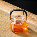 GobekUsa Glass Tea Pot With Weave Handle Heat-resistant Glass Teapot Transparent Steaming Tea Kettle