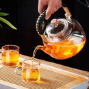 GobekUsa Glass Tea Pot With Weave Handle Heat-resistant Glass Teapot Transparent Steaming Tea Kettle