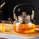 GobekUsa Glass Tea Pot With Weave Handle Heat-resistant Glass Teapot Transparent Steaming Tea Kettle