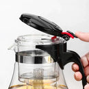 Modern glass tea set with black handle – kitchen brewing kettle by Decorbites
