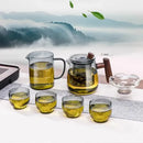 GobekUsa Glass Tea Set with Solid Wood Handle and Tea Water Separation Technology