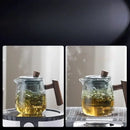 GobekUsa Glass Tea Set with Solid Wood Handle and Tea Water Separation Technology