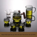 GobekUsa Glass Tea Set with Solid Wood Handle and Tea Water Separation Technology