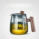 GobekUsa Glass Tea Set with Solid Wood Handle and Tea Water Separation Technology