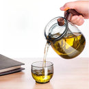 GobekUsa Glass Tea Set with Solid Wood Handle and Tea Water Separation Technology