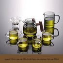 GobekUsa Glass Tea Set with Solid Wood Handle and Tea Water Separation Technology