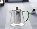Modern green and silver glass teapot kitchen infuser pot by Decorbites