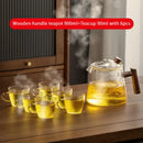 GobekUsa Glass Teapot 900ML with Wooden Handle for Puer Kung Fu Tea