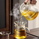 GobekUsa Glass Teapot 900ML with Wooden Handle for Puer Kung Fu Tea