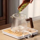 GobekUsa Glass Teapot 900ML with Wooden Handle for Puer Kung Fu Tea