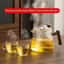 GobekUsa Glass Teapot 900ML with Wooden Handle for Puer Kung Fu Tea