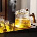 GobekUsa Glass Teapot 900ML with Wooden Handle for Puer Kung Fu Tea
