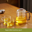 Modern glass teapot with filter and brown handle – kitchen tea set by Decorbites