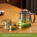 Modern glass teapot with filter and brown handle – kitchen tea set by Decorbites