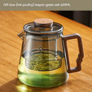 Modern glass teapot with filter and brown handle – kitchen tea set by Decorbites