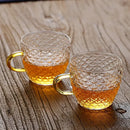 Etched leaf glass teapot with gold handle kitchen tea set by Decorbites