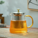 Modern glass teapot with gold knob and cups dining room tea set by Decorbites