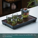 GobekUsa Glass Teapot Set: Chinese Kung Fu Tea Bamboo Tray & Quick Drain Storage