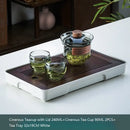 GobekUsa Glass Teapot Set: Chinese Kung Fu Tea Bamboo Tray & Quick Drain Storage