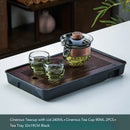GobekUsa Glass Teapot Set: Chinese Kung Fu Tea Bamboo Tray & Quick Drain Storage