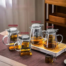 Modern clear glass teapot with silver filter – kitchen tea set by Decorbites