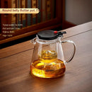 Modern clear glass teapot with silver filter – kitchen tea set by Decorbites