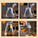 Modern clear glass teapot with silver filter – kitchen tea set by Decorbites