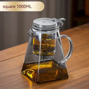 Modern clear glass teapot with silver filter – kitchen tea set by Decorbites