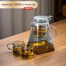 Modern clear glass teapot with silver filter – kitchen tea set by Decorbites