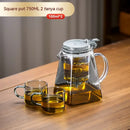 Modern clear glass teapot with silver filter – kitchen tea set by Decorbites