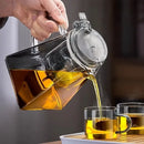 Modern clear glass teapot with silver filter – kitchen tea set by Decorbites