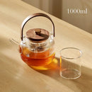 GobekUsa Glass Teapot Set with Wooden Handle and Cover