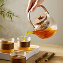 GobekUsa Glass Teapot Set with Wooden Handle and Cover