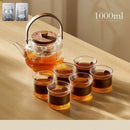 GobekUsa Glass Teapot Set with Wooden Handle and Cover